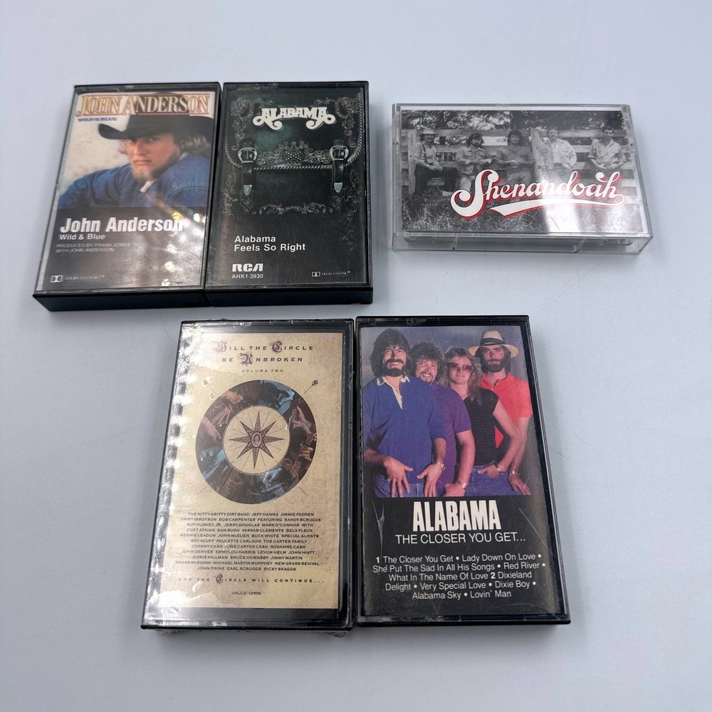 80's Cassette Tapes Alabama Shenandoah Nitty Gritty John Anderson Lot of 5